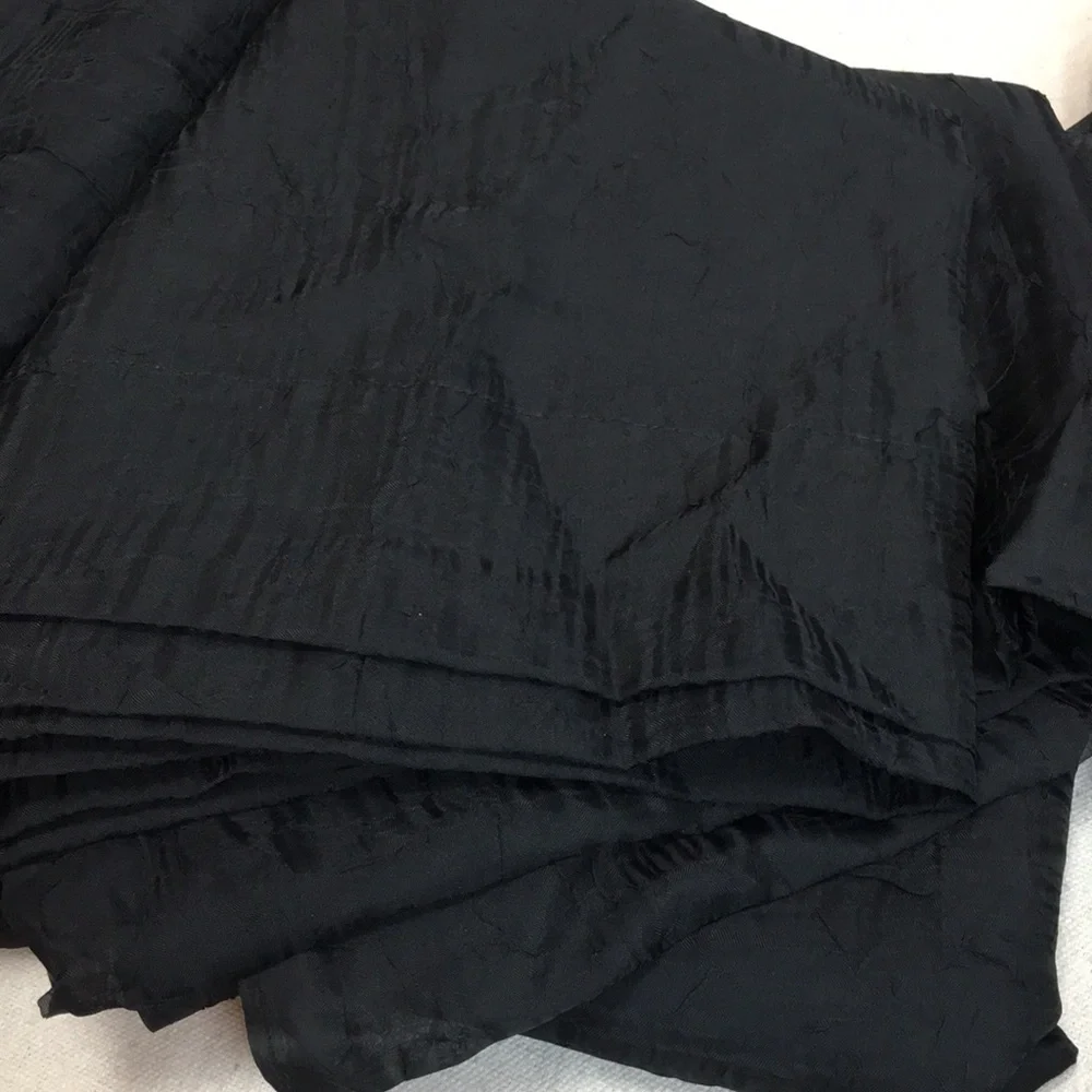 Pair 51x84 Black Crinkle Sheer Voile Curtain Panel